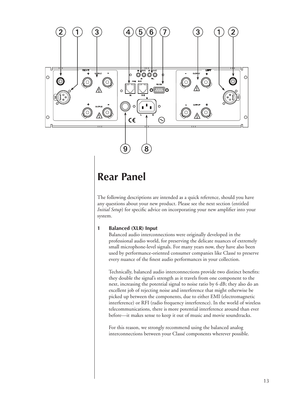 Rear panel | Classe Audio CA-2100 User Manual | Page 13 / 24