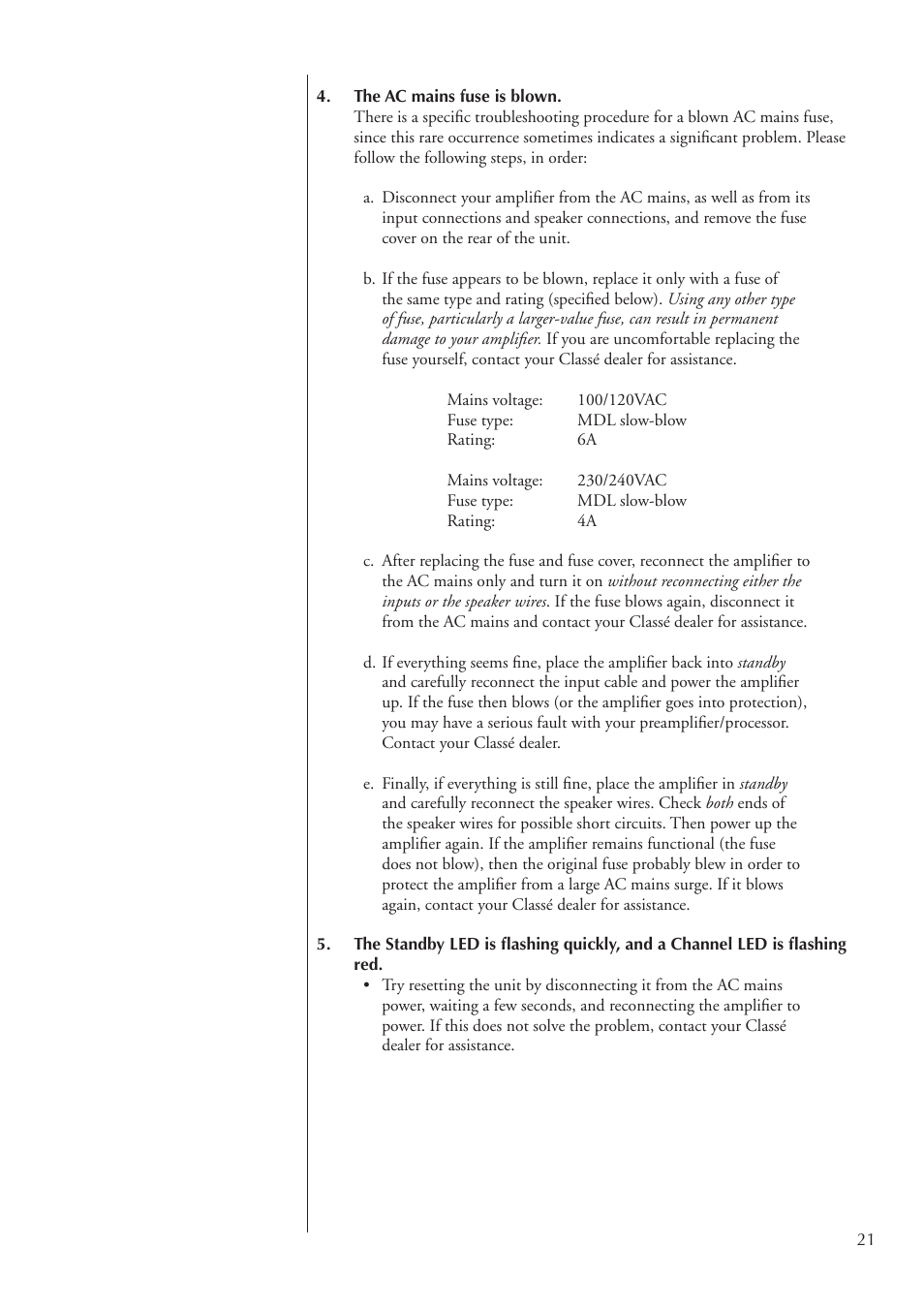 Classe Audio CA-2100 User Manual | Page 21 / 24