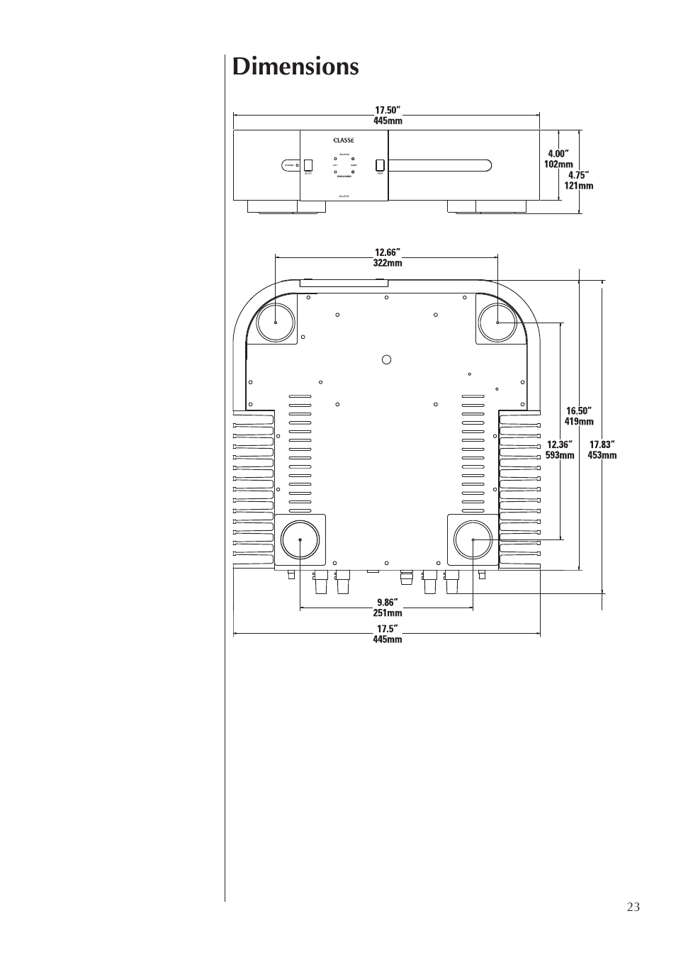 Dimensions | Classe Audio CA-2100 User Manual | Page 23 / 24