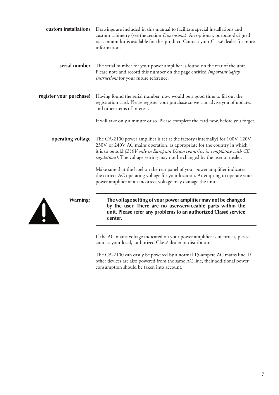 Classe Audio CA-2100 User Manual | Page 7 / 24