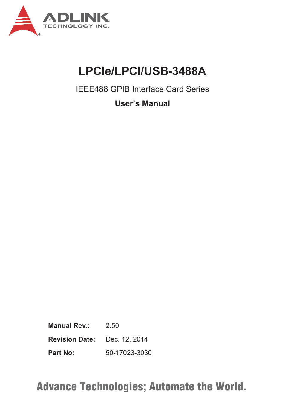 ADLINK LPCIe-3488A User Manual | 42 pages