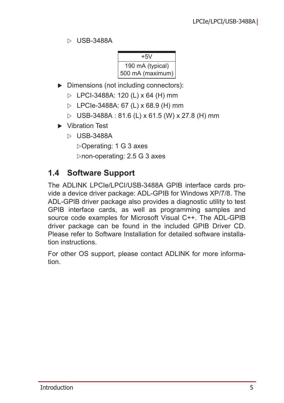 4 software support, Software support | ADLINK LPCIe-3488A User Manual | Page 15 / 42