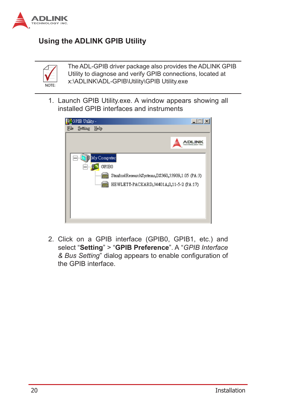 Using the adlink gpib utility | ADLINK LPCIe-3488A User Manual | Page 30 / 42