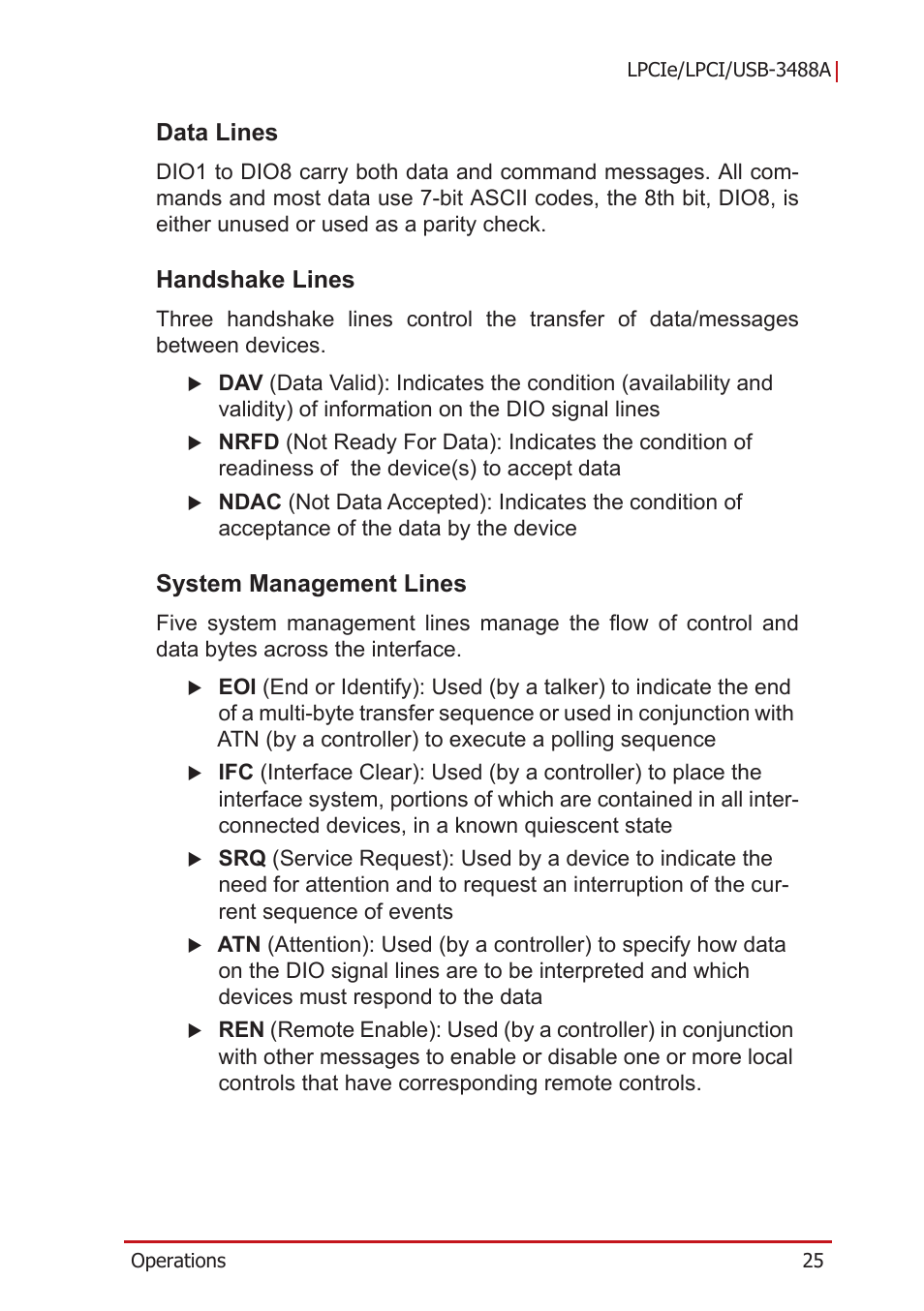 Data lines, Handshake lines, System management lines | Data lines handshake lines system management lines | ADLINK LPCIe-3488A User Manual | Page 35 / 42