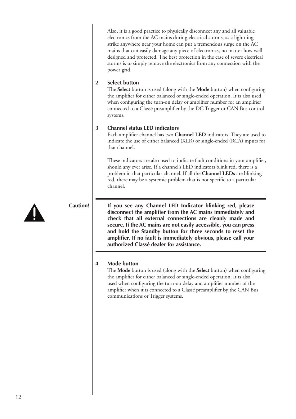 Classe Audio Power Amplifier CA-2200 User Manual | Page 12 / 26