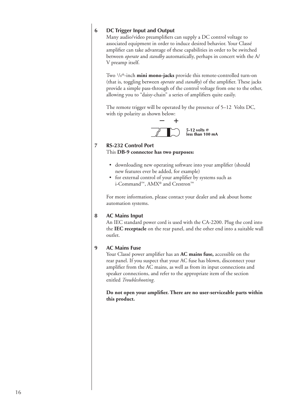 Classe Audio Power Amplifier CA-2200 User Manual | Page 16 / 26
