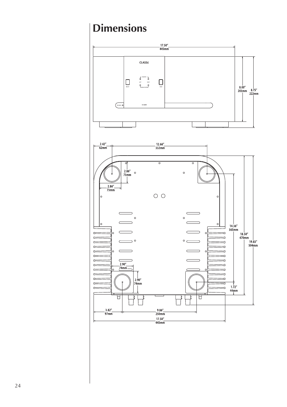 Dimensions | Classe Audio Power Amplifier CA-2200 User Manual | Page 24 / 26