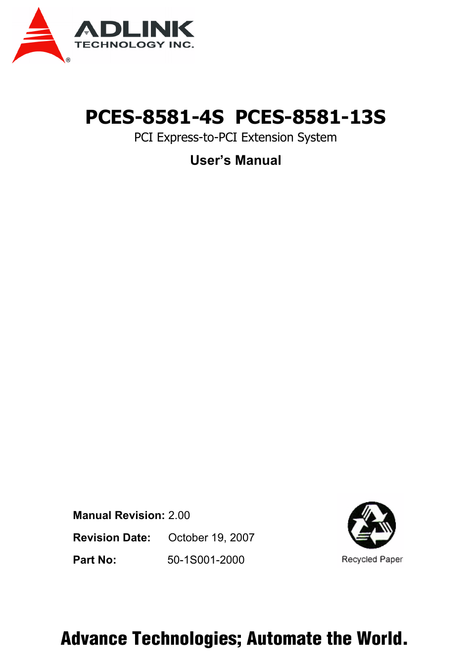 ADLINK PCES-8581-13S User Manual | 58 pages