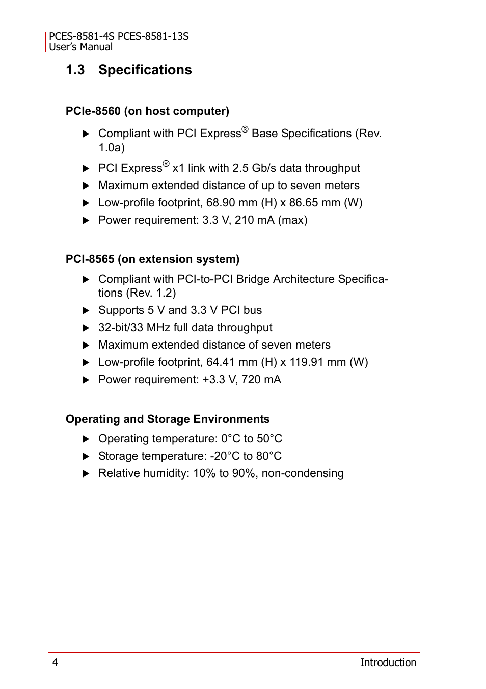 3 specifications, Specifications | ADLINK PCES-8581-13S User Manual | Page 18 / 58