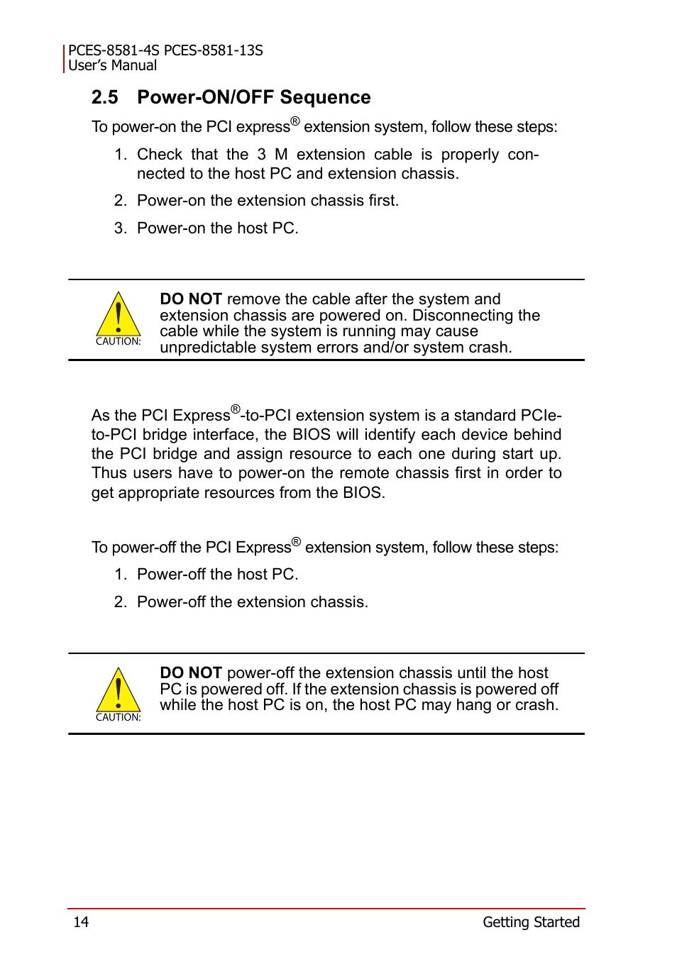 5 power-on/off sequence, Power-on/off sequence | ADLINK PCES-8581-13S User Manual | Page 28 / 58