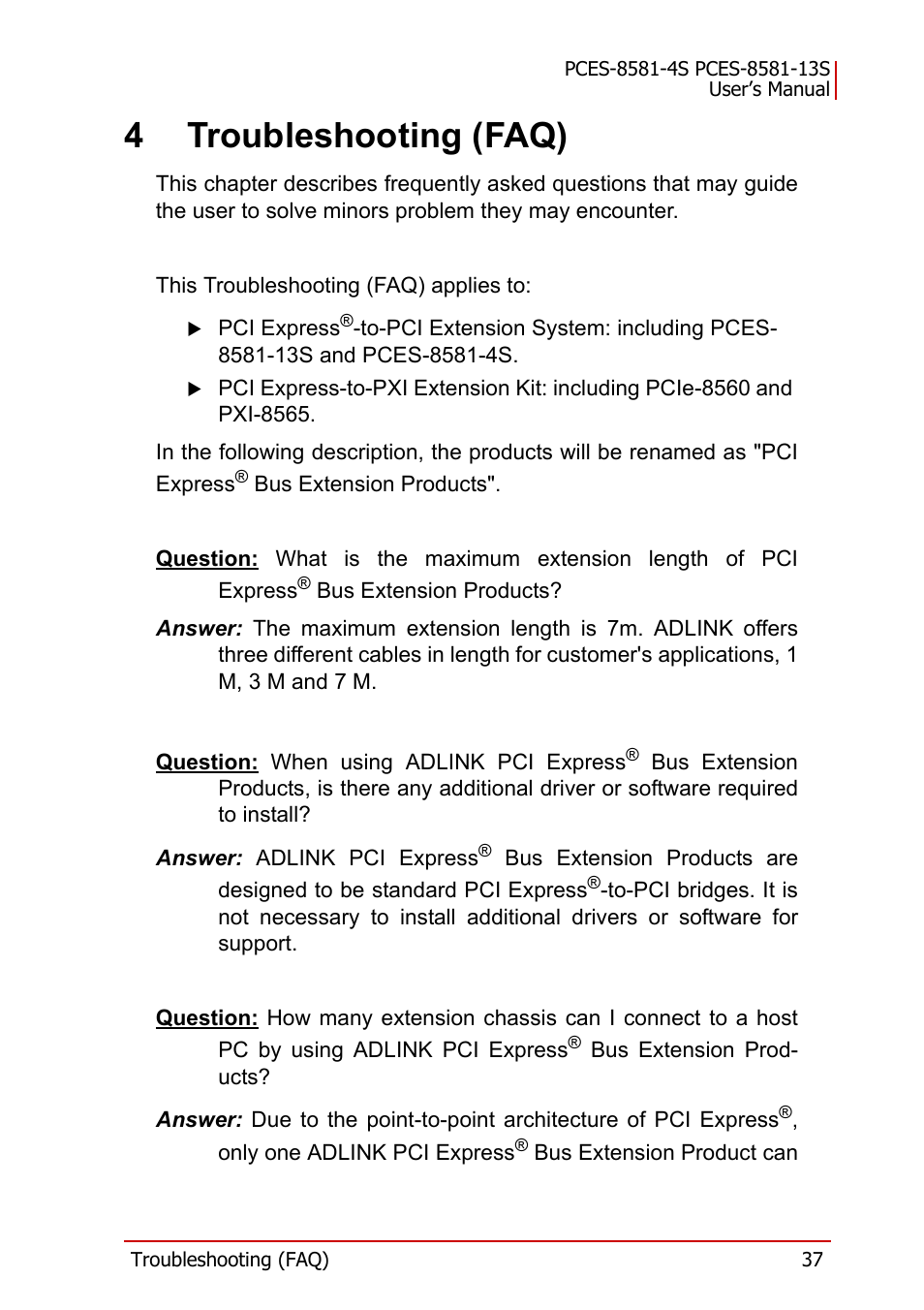 4 troubleshooting (faq), 4troubleshooting (faq) | ADLINK PCES-8581-13S User Manual | Page 51 / 58