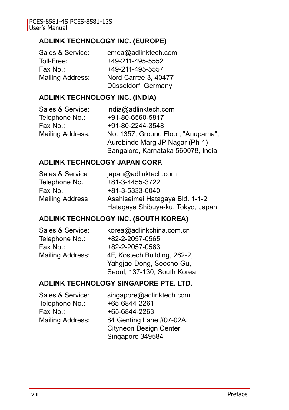 ADLINK PCES-8581-13S User Manual | Page 8 / 58