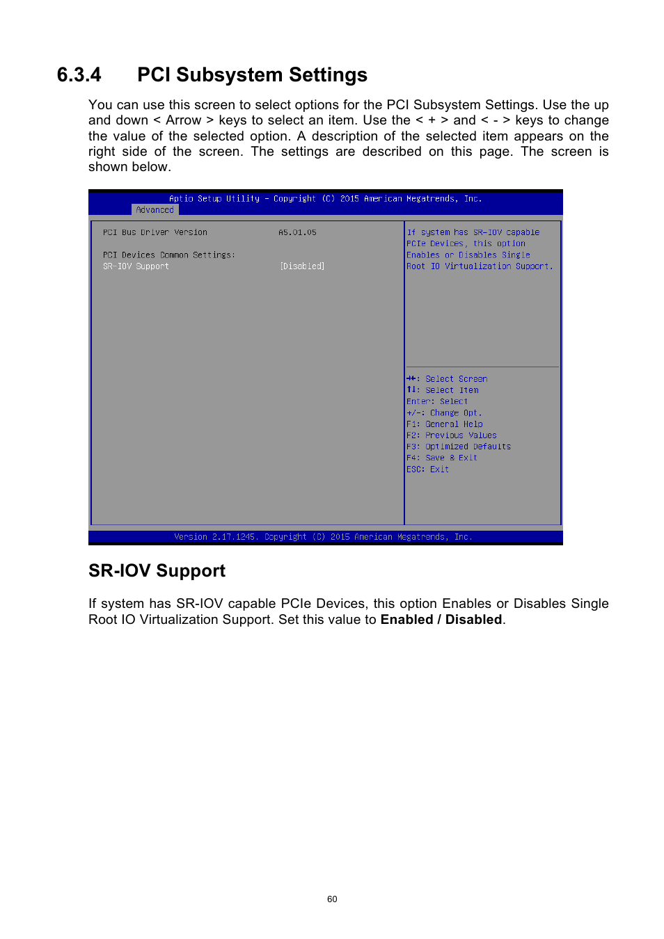 4 pci subsystem settings, Pci subsystem settings, Sr-iov support | ADLINK aTCA-9710 User Manual | Page 60 / 90