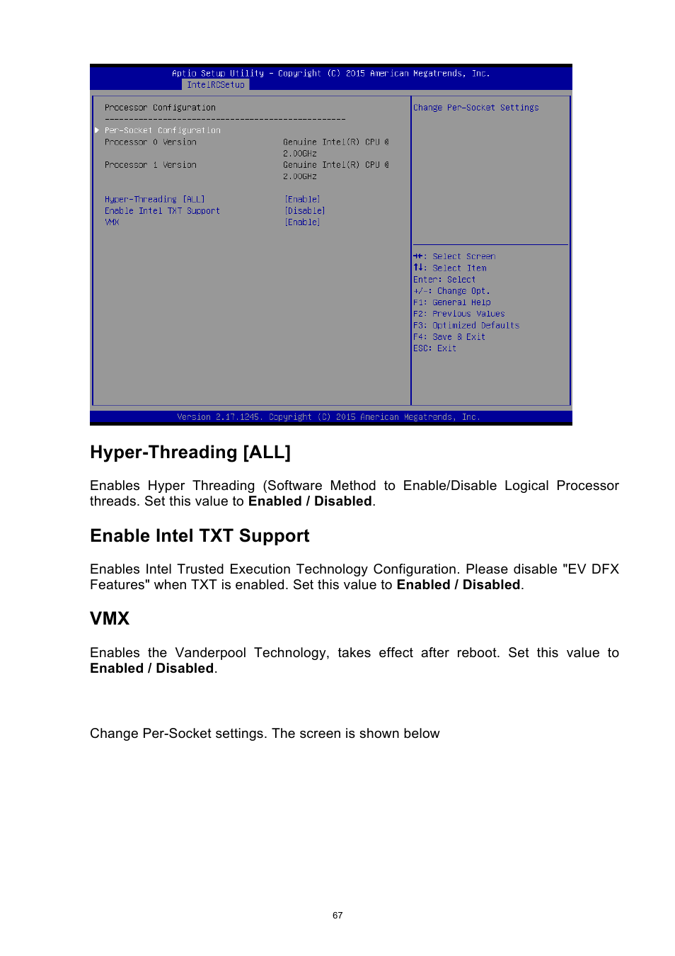 Hyper-threading [all, Enable intel txt support | ADLINK aTCA-9710 User Manual | Page 67 / 90