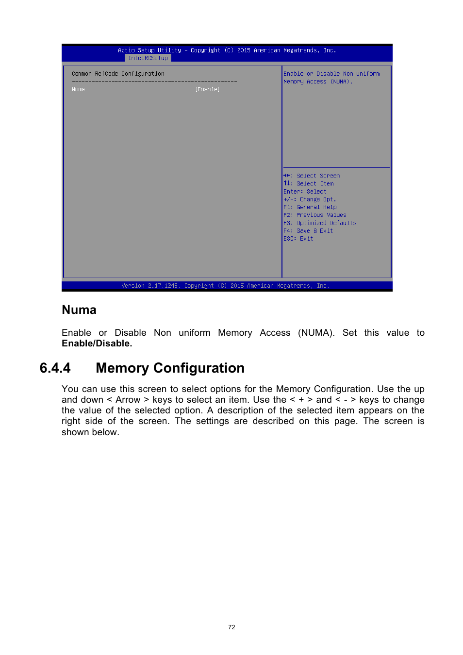 4 memory configuration, Memory configuration, Numa | ADLINK aTCA-9710 User Manual | Page 72 / 90