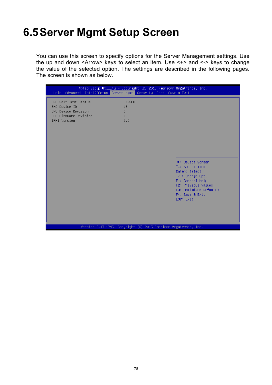 5 server mgmt setup screen, Server mgmt setup screen | ADLINK aTCA-9710 User Manual | Page 78 / 90