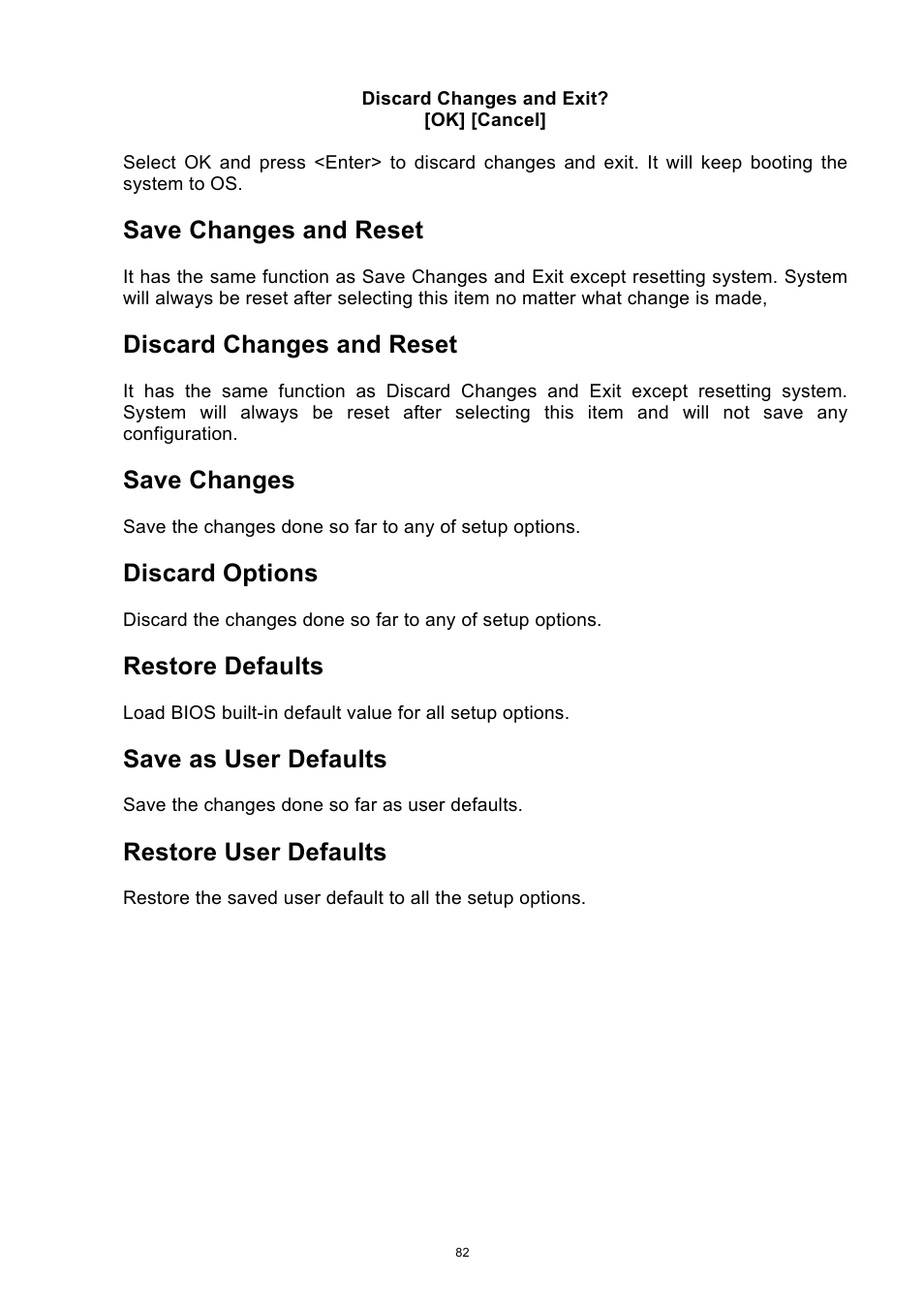 7 serial over lan, Save changes and reset, Discard changes and reset | Save changes, Discard options, Restore defaults, Save as user defaults, Restore user defaults | ADLINK aTCA-9710 User Manual | Page 82 / 90