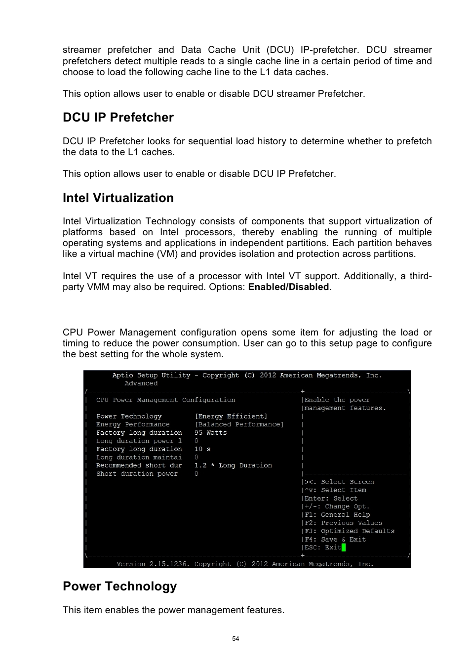 Dcu ip prefetcher, Intel virtualization, Power technology | ADLINK aTCA-9700 User Manual | Page 54 / 86