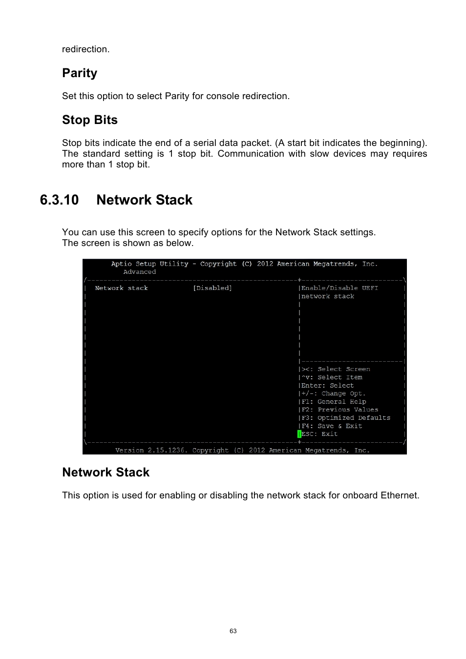 10 network stack, Network stack, Parity | Stop bits | ADLINK aTCA-9700 User Manual | Page 63 / 86