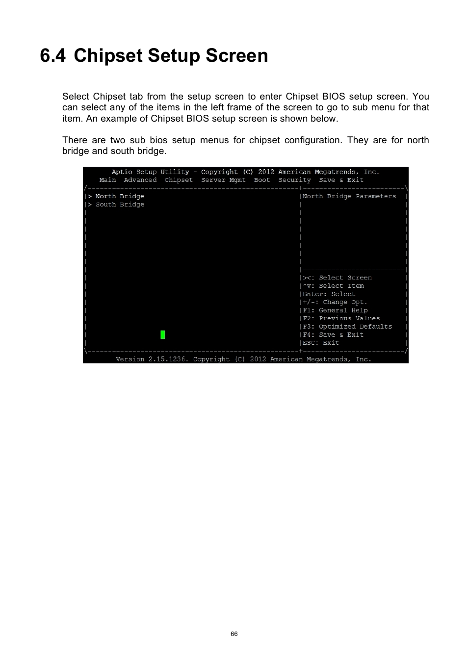 4 chipset setup screen, Chipset setup screen | ADLINK aTCA-9700 User Manual | Page 66 / 86