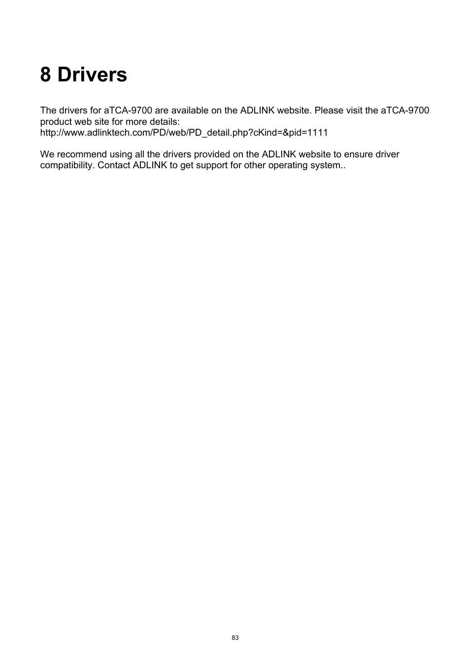 8 drivers, Drivers | ADLINK aTCA-9700 User Manual | Page 83 / 86