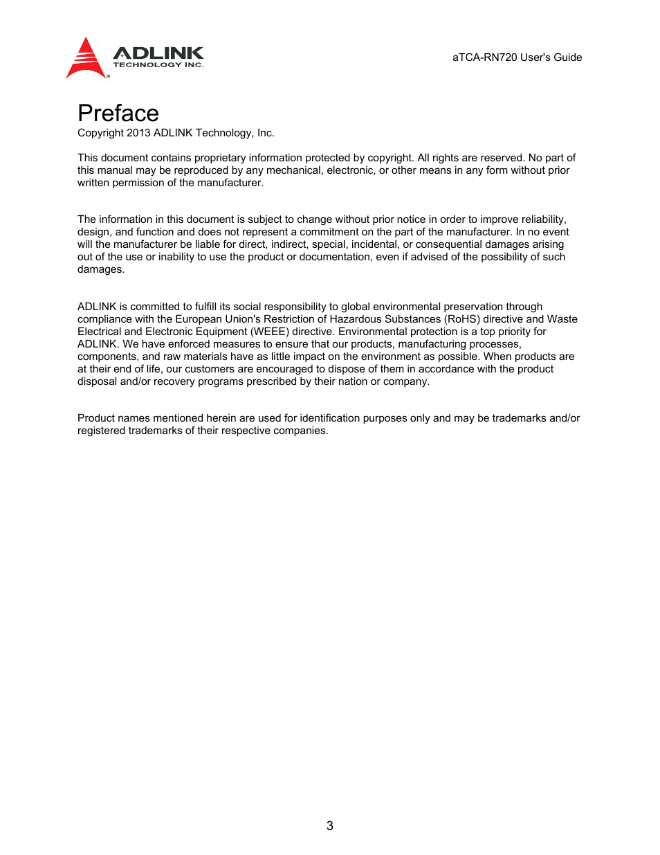 Preface | ADLINK aTCA-N700 User Manual | Page 3 / 58