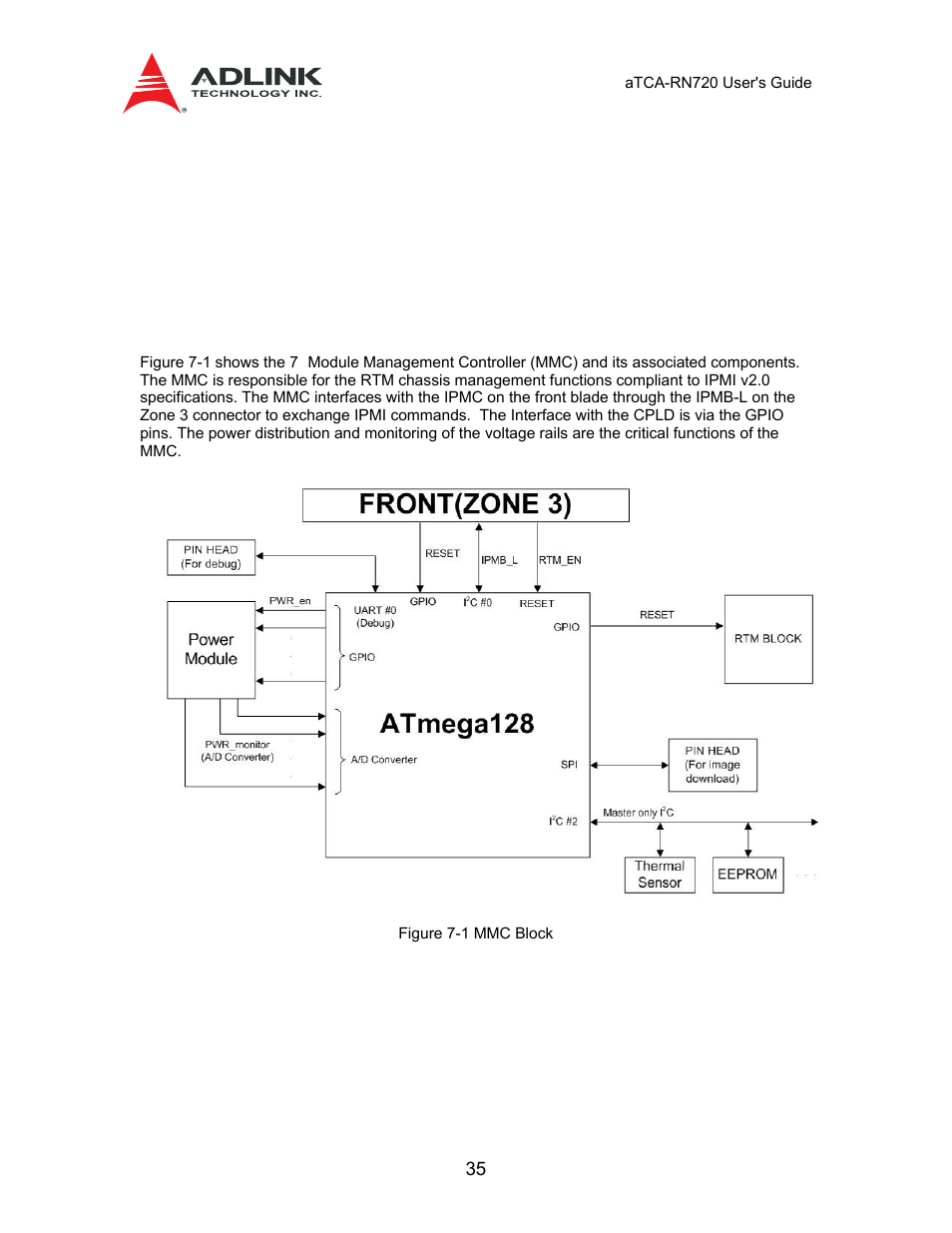 7 module management controller, 1 overview, 4 port | Mapping, Table 6-1 service port mapping | ADLINK aTCA-N700 User Manual | Page 35 / 58