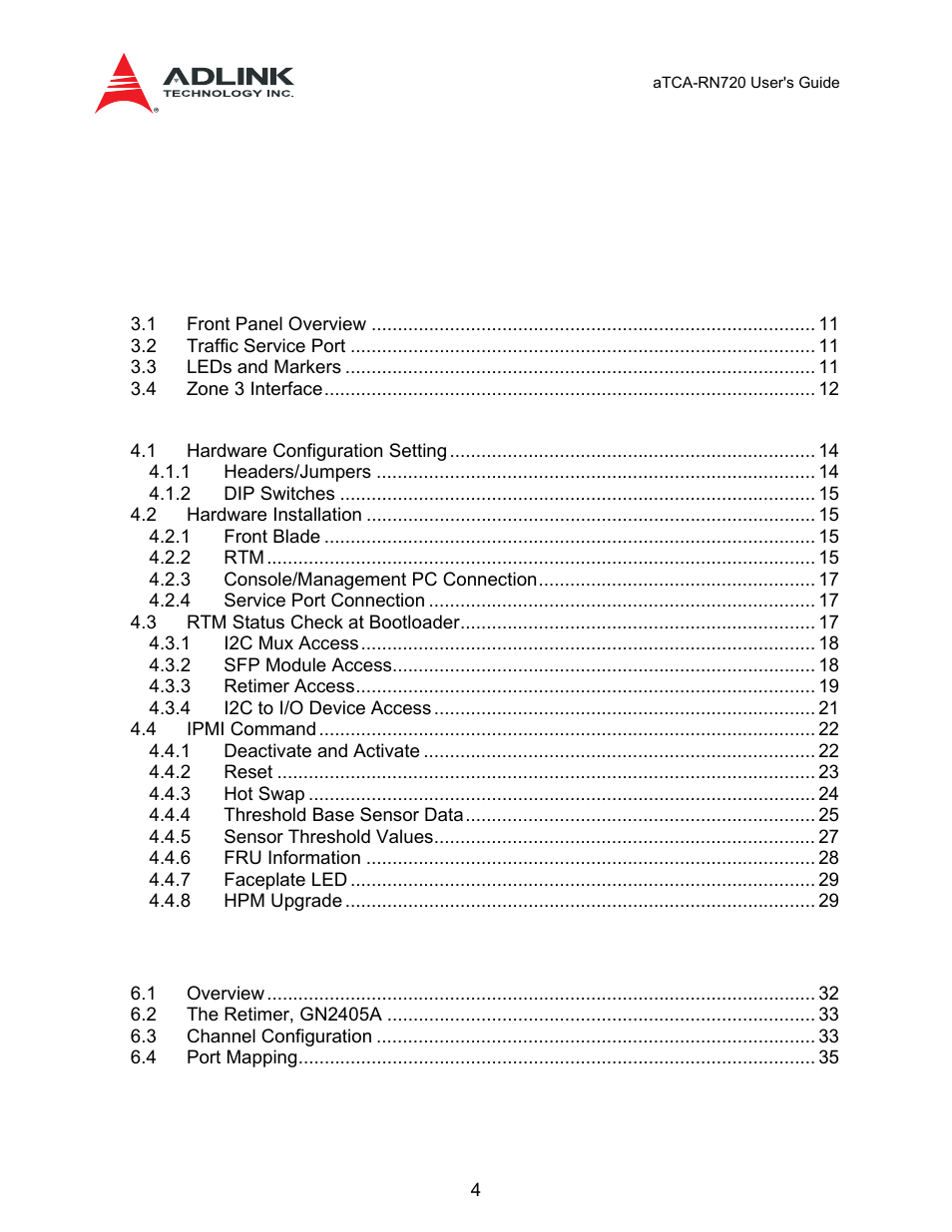 ADLINK aTCA-N700 User Manual | Page 4 / 58