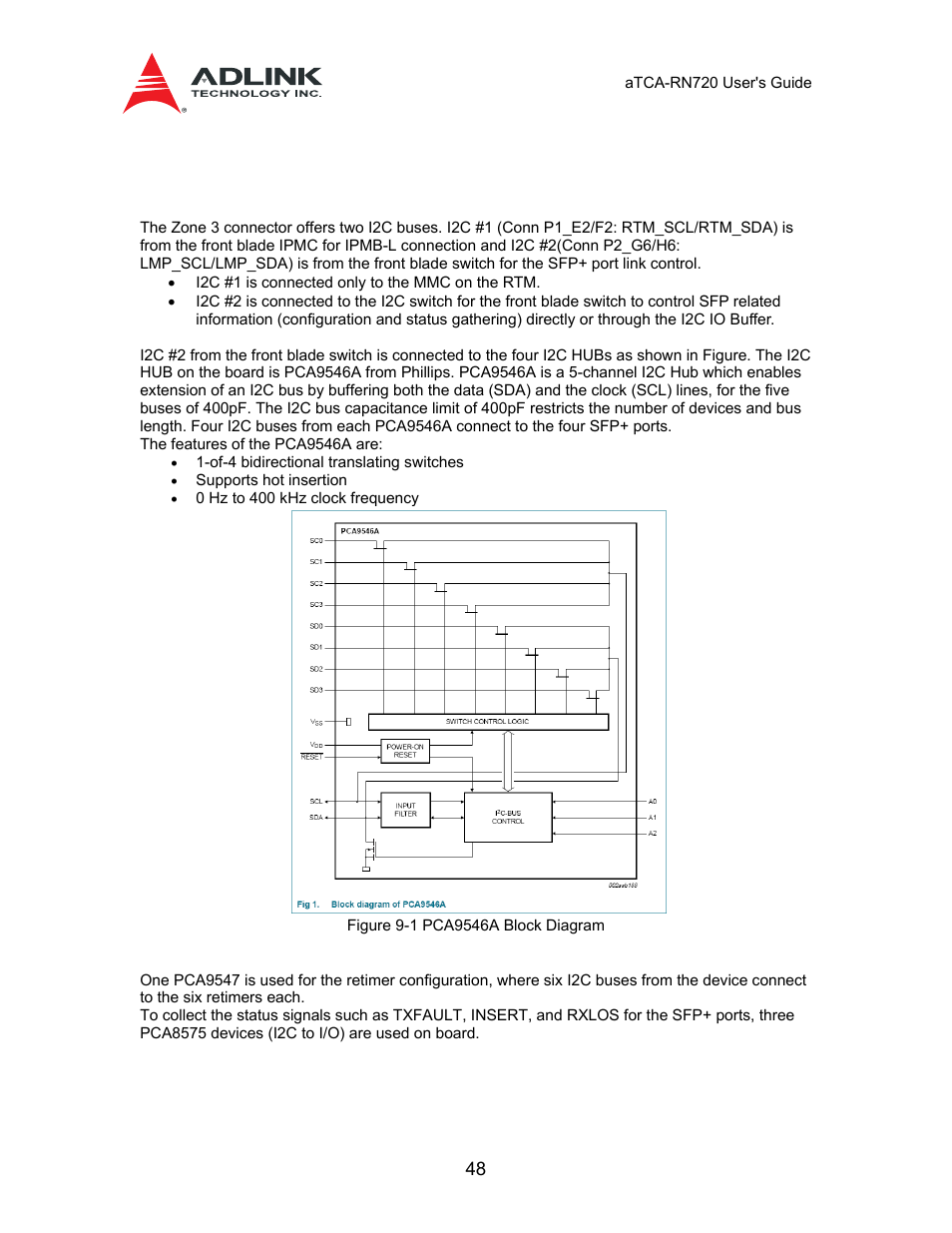 9 i2c | ADLINK aTCA-N700 User Manual | Page 48 / 58