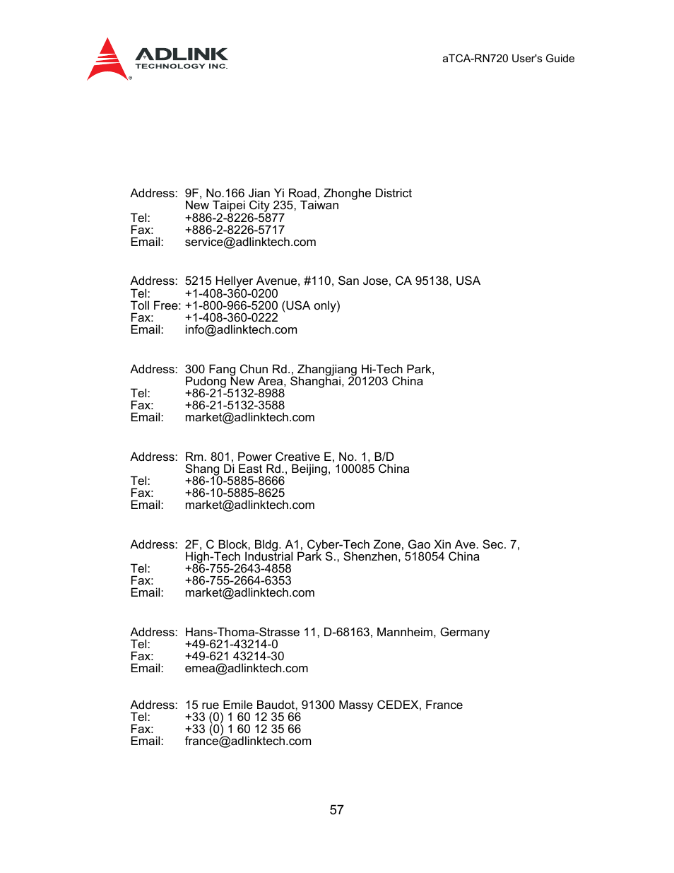 Getting service, Safety | ADLINK aTCA-N700 User Manual | Page 57 / 58
