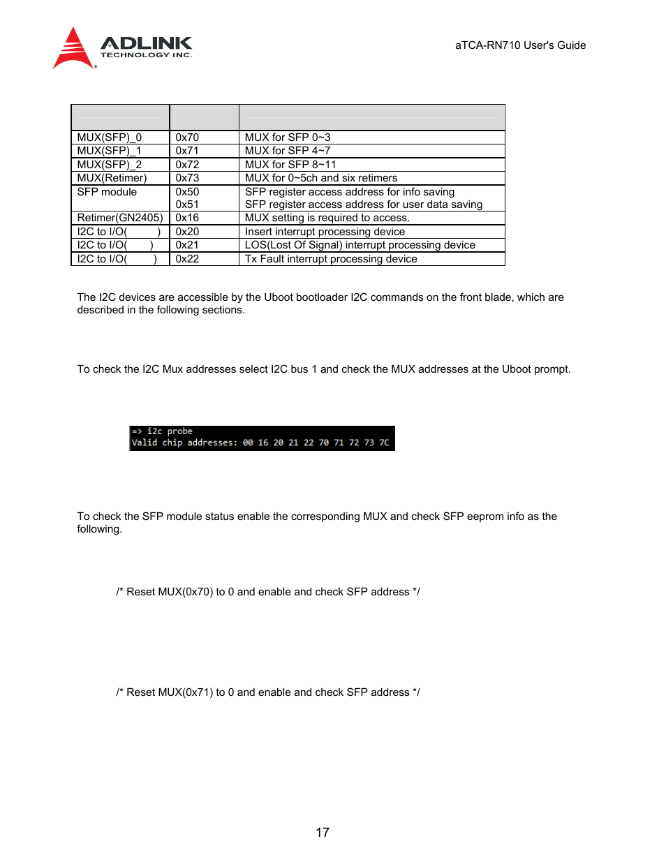 1 i2c mux access, 2 sfp module access, 3 console/management pc connection | 4 service, Port connection, Rtm status check at bootloader | ADLINK aTCA-N700 User Manual | Page 17 / 59