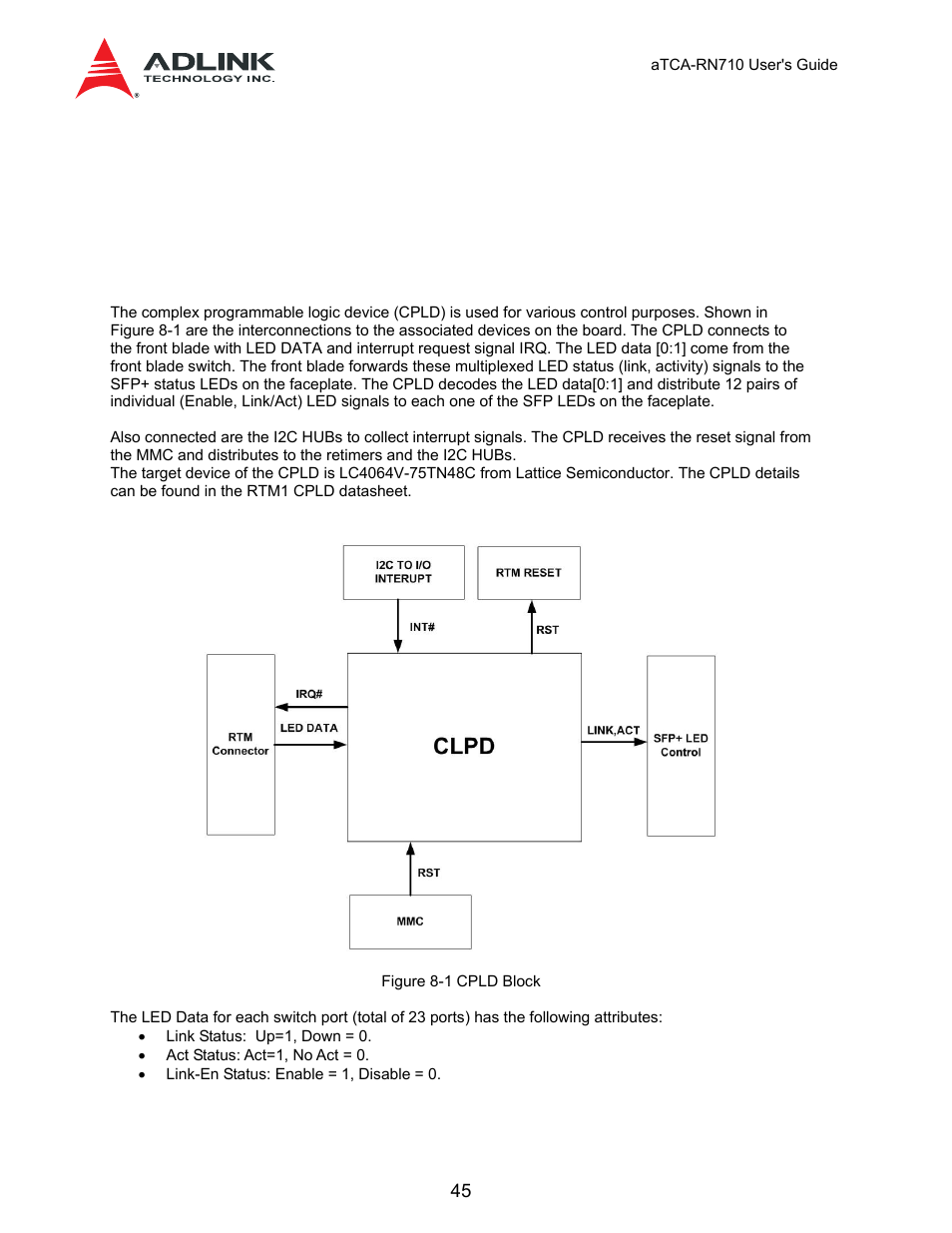 8 cpld, 4 sensor, Threshold values | 1 voltage, Threshold, 2 temperature threshold, Table 7-11 sensor voltage threshold, Table 7-12 sensor temperature threshold | ADLINK aTCA-N700 User Manual | Page 45 / 59