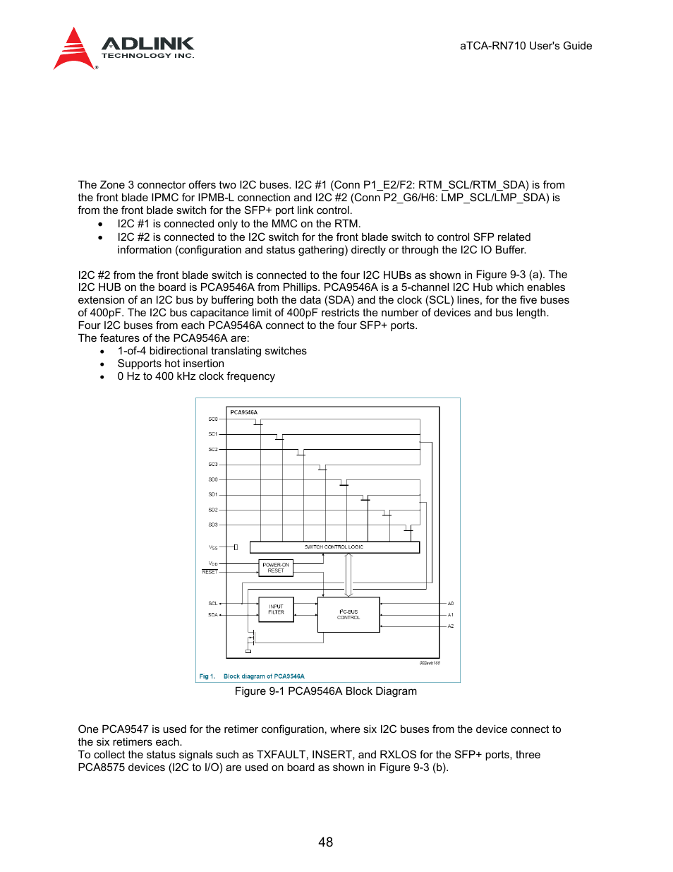 9 i2c | ADLINK aTCA-N700 User Manual | Page 48 / 59