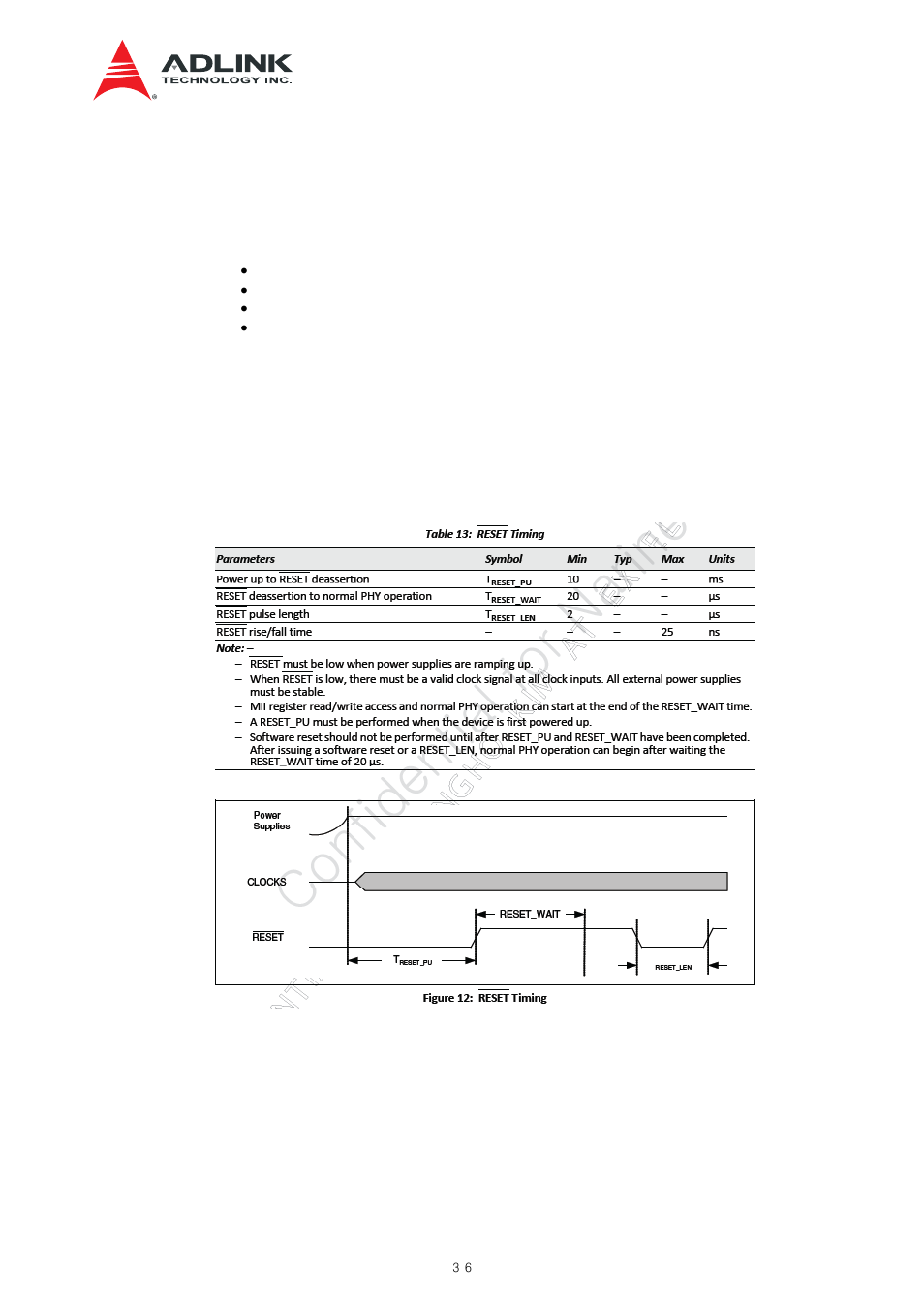 Pci-e interface, Reset and interrupts, Figure 7-2 switch reset requirements | ADLINK aTCA-N700 User Manual | Page 36 / 82