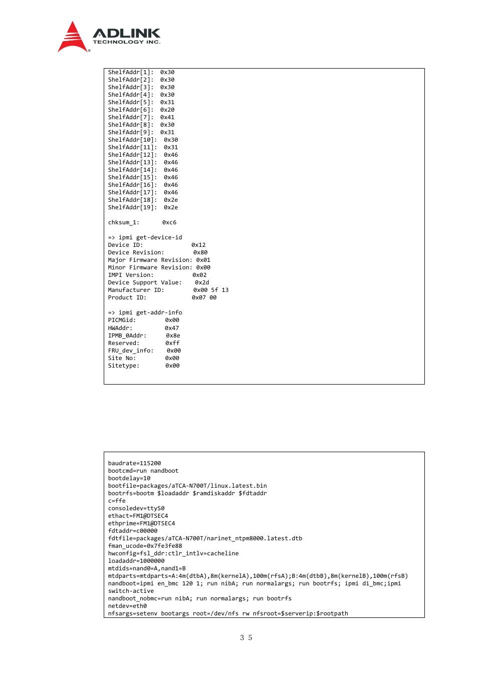 Default environment variables | ADLINK aTCA-N700 User Manual | Page 41 / 76