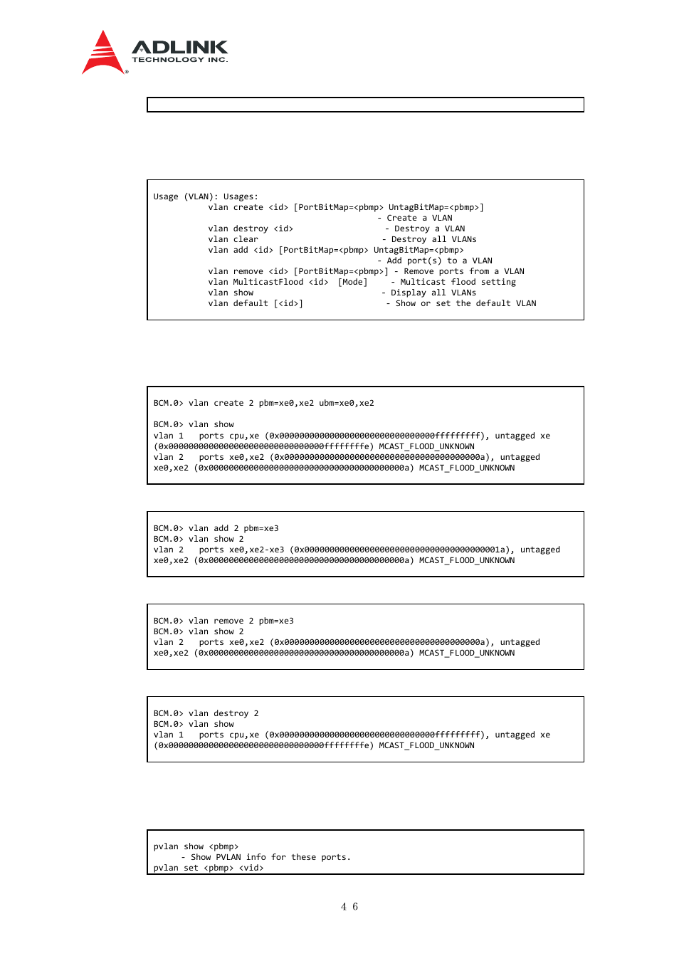 Vlan configuration, Pvlan configuration | ADLINK aTCA-N700 User Manual | Page 52 / 76