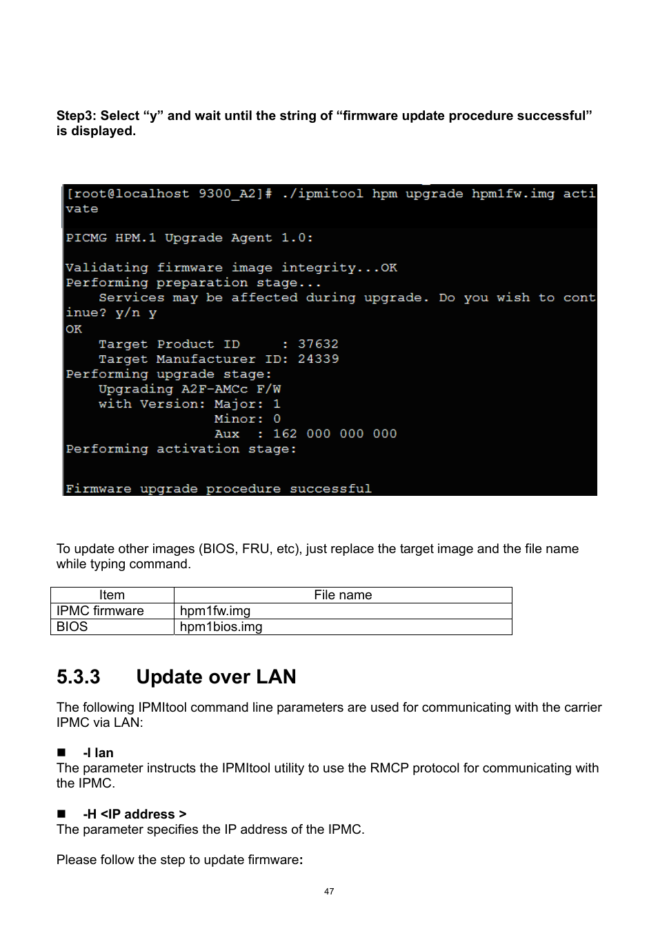 3 update over lan, Update over lan | ADLINK aTCA-9300 User Manual | Page 47 / 80