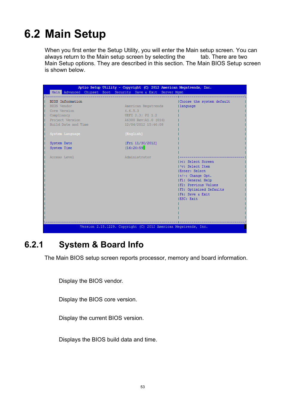 2 main setup, 1 system & board info, Main setup | System & board info | ADLINK aTCA-9300 User Manual | Page 53 / 80