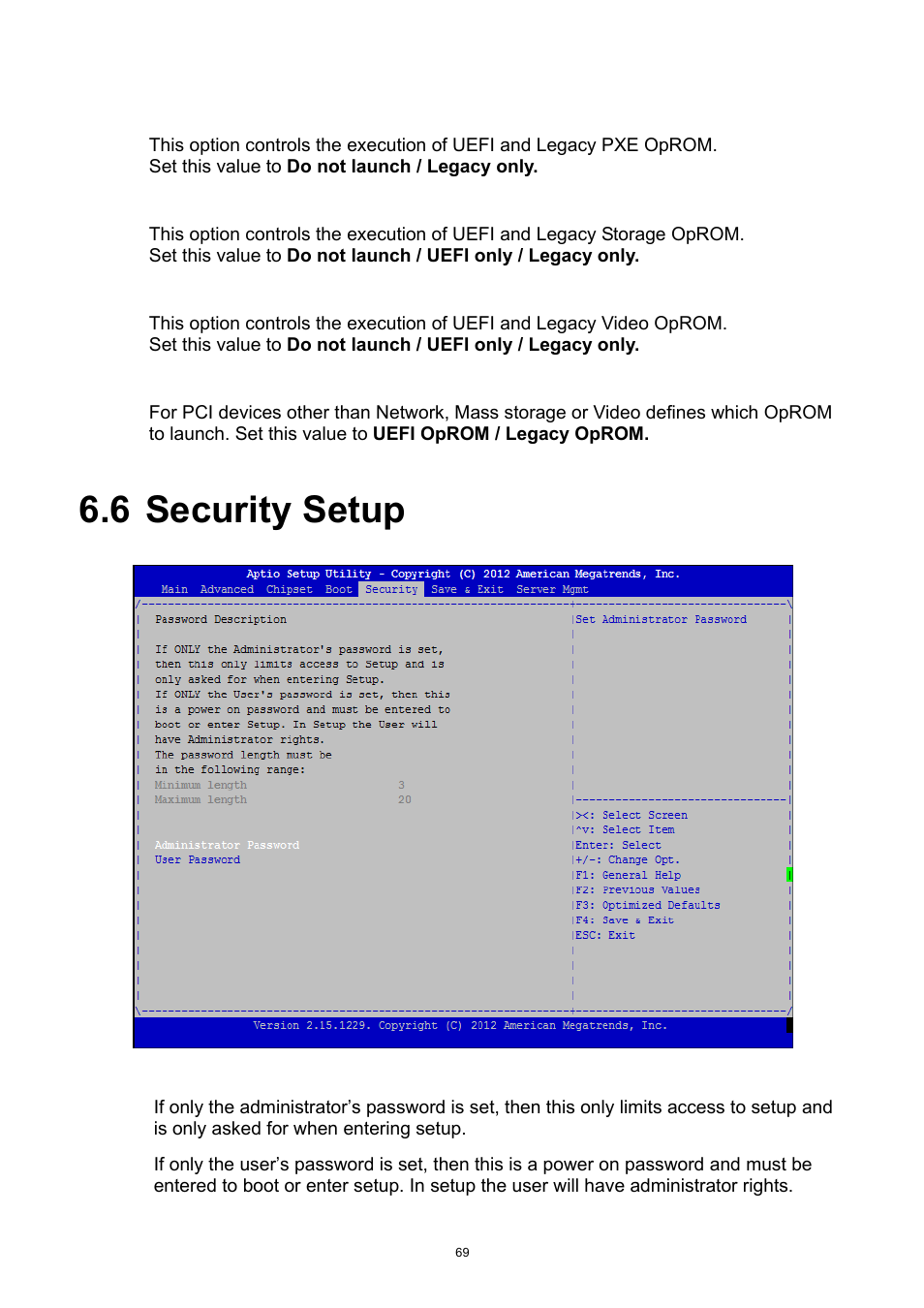 6 security setup, Security setup | ADLINK aTCA-9300 User Manual | Page 69 / 80