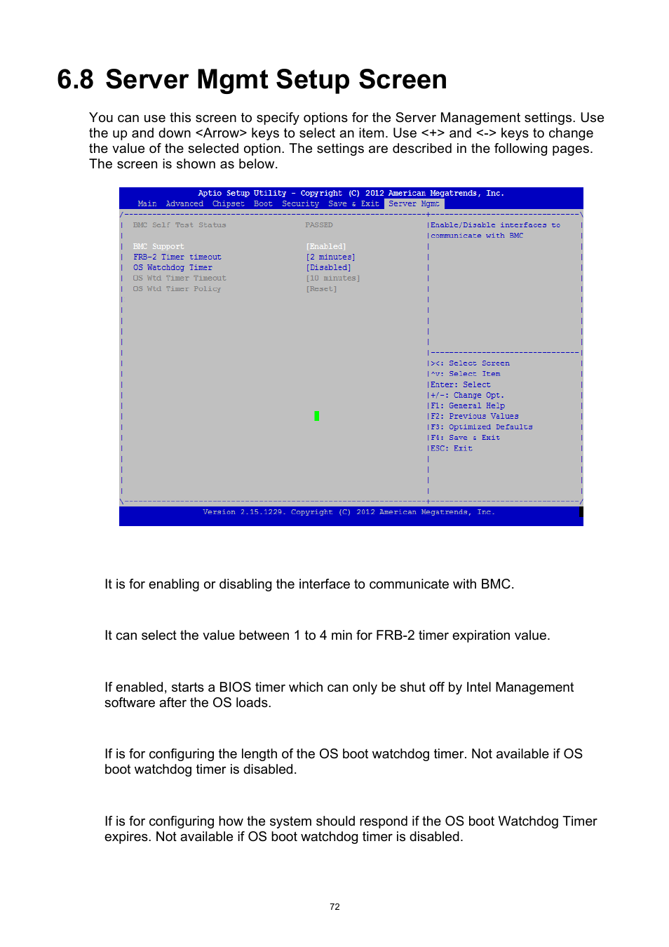 8 server mgmt setup screen, Server mgmt setup screen | ADLINK aTCA-9300 User Manual | Page 72 / 80