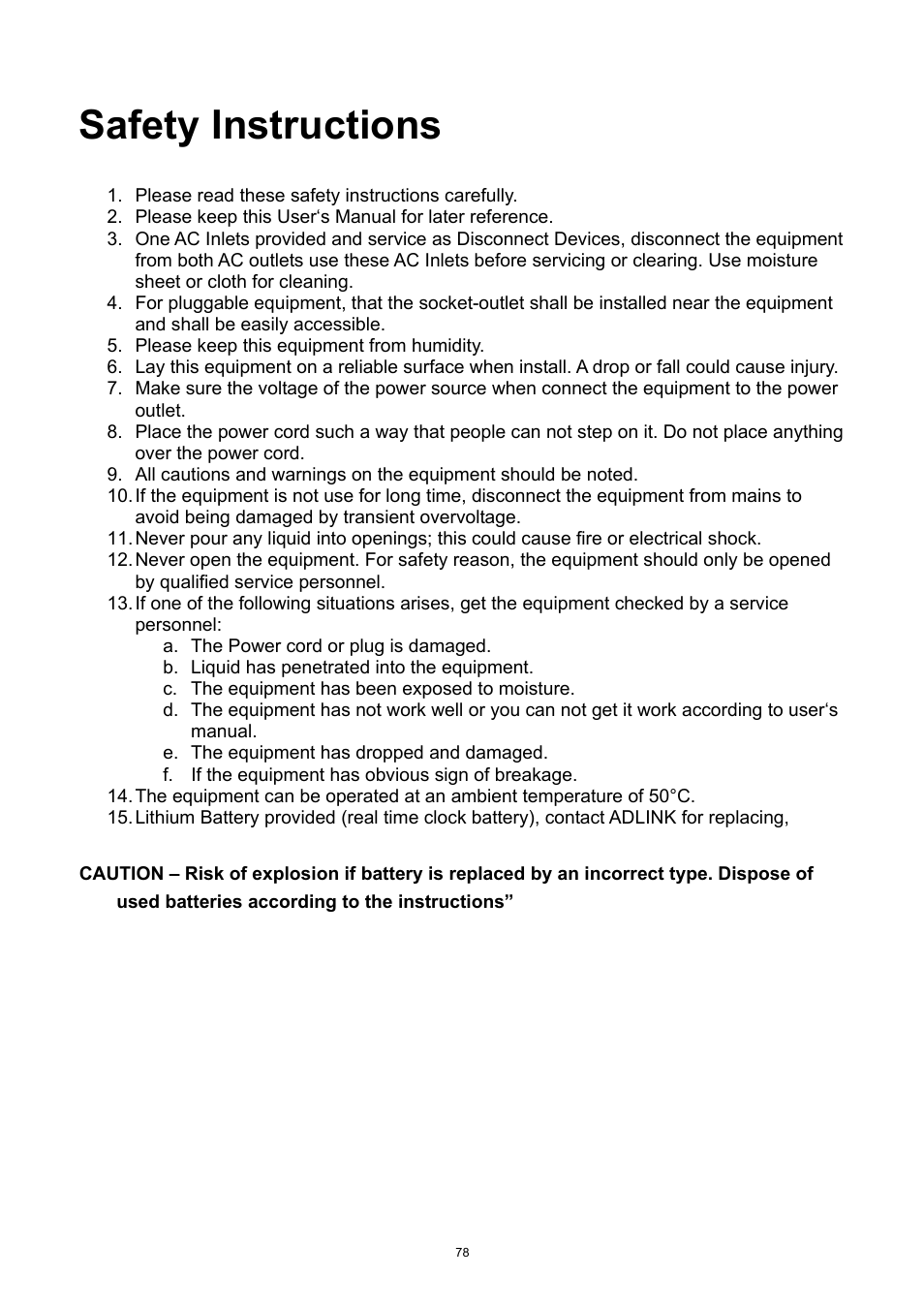 Safety instructions | ADLINK aTCA-9300 User Manual | Page 78 / 80