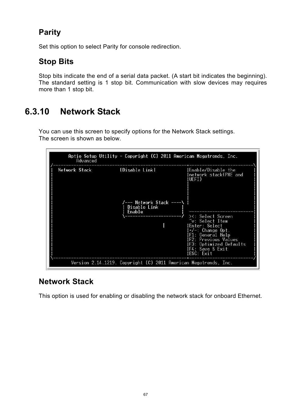 Network stack, 10 network stack, Parity | Stop bits | ADLINK aTCA-6250 User Manual | Page 67 / 91