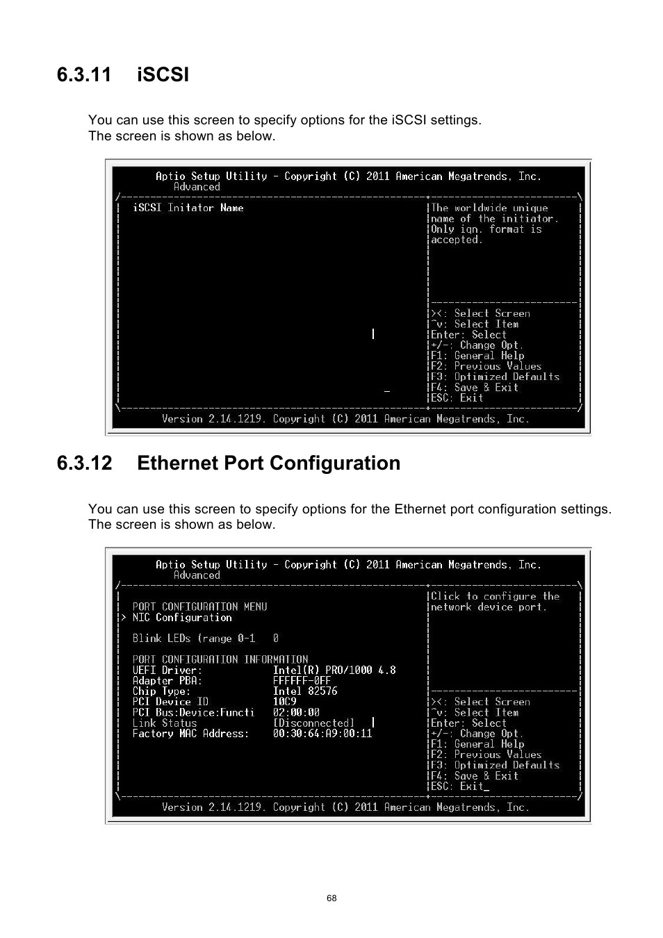 Iscsi, Ethernet port configuration, 11 iscsi | 12 ethernet port configuration | ADLINK aTCA-6250 User Manual | Page 68 / 91