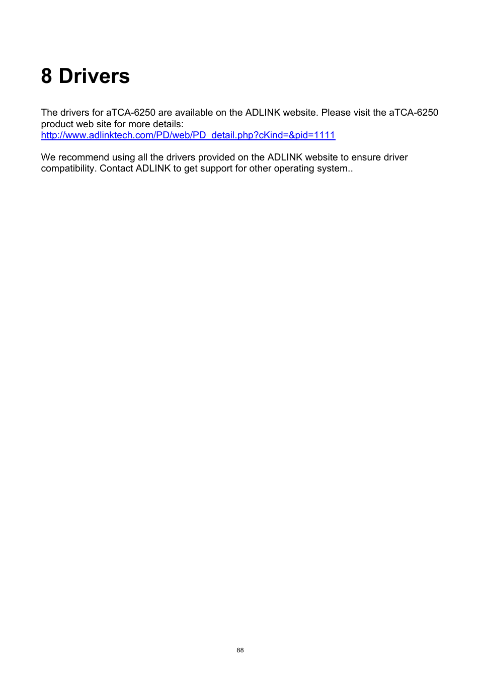 8 drivers, Drivers | ADLINK aTCA-6250 User Manual | Page 88 / 91