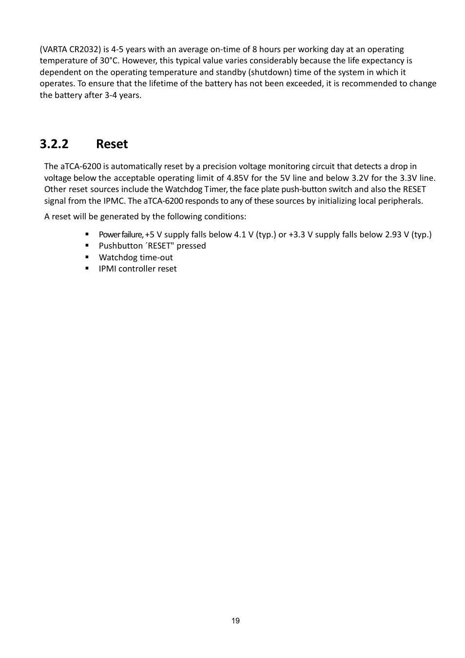 Eset, 2 reset | ADLINK aTCA-6200A User Manual | Page 19 / 91