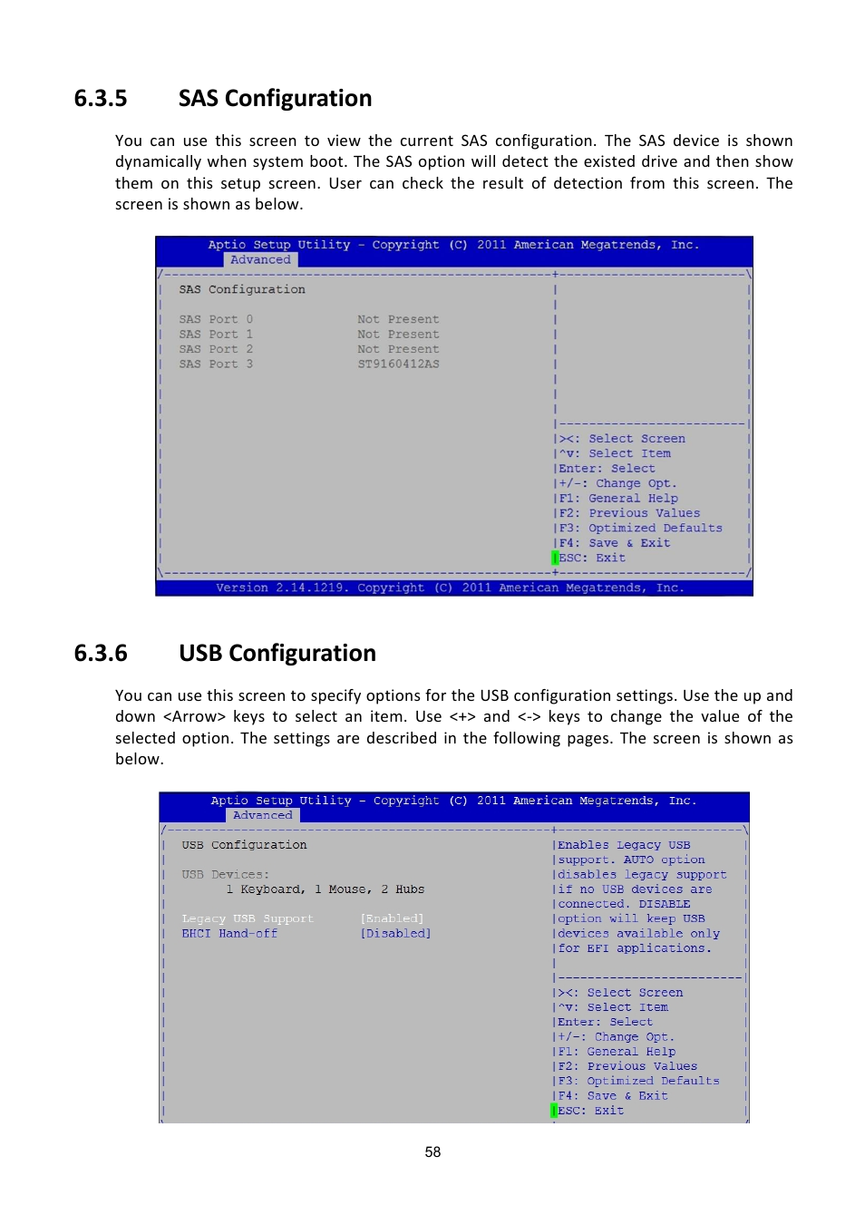 Onfiguration, 5 sas configuration, 6 usb configuration | ADLINK aTCA-6200A User Manual | Page 58 / 91