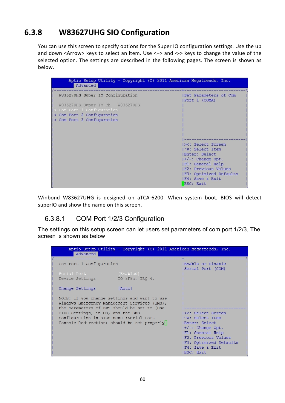 W83627uhg, Onfiguration | ADLINK aTCA-6200A User Manual | Page 60 / 91