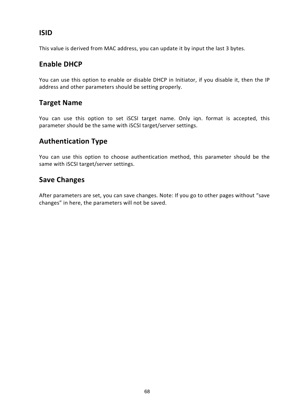 Isid, Enable dhcp, Target name | Authentication type, Save changes | ADLINK aTCA-6200A User Manual | Page 68 / 91