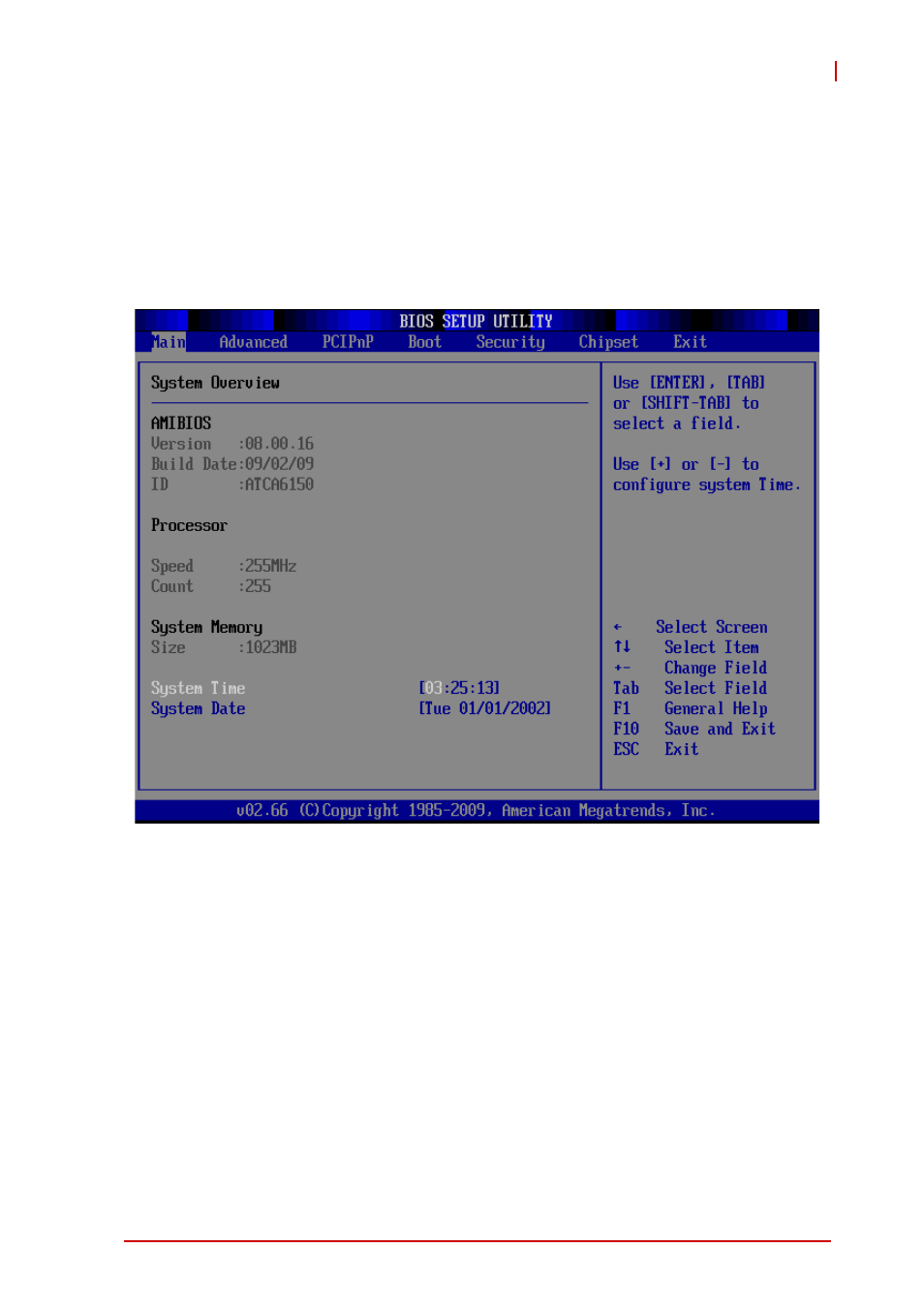 2 main setup, System time/system date, Main setup | ADLINK aTCA-6155 User Manual | Page 81 / 112