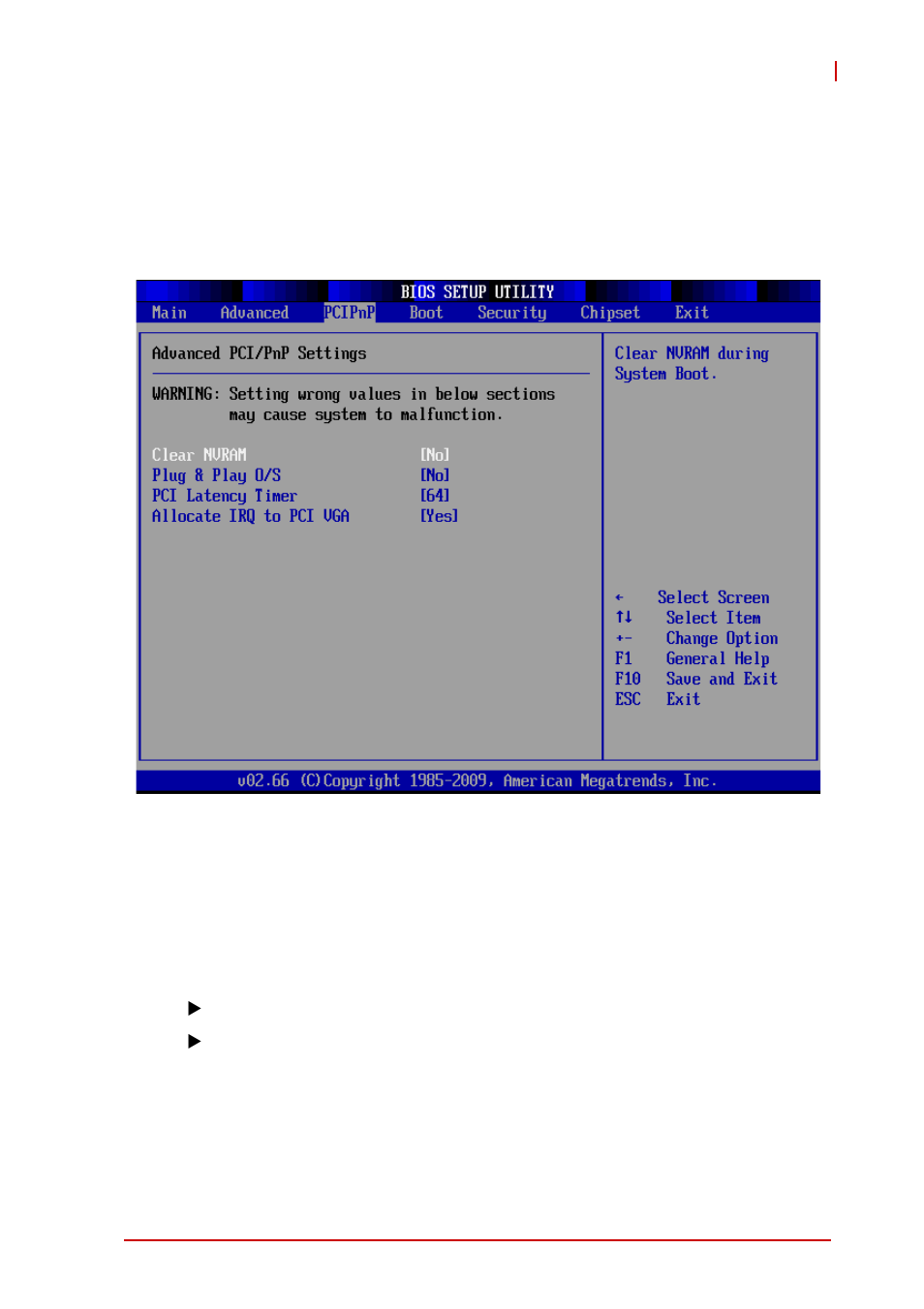 4 advanced pci/pnp settings, Clear nvram, Plug & play o/s | Advanced pci/pnp settings | ADLINK aTCA-6155 User Manual | Page 93 / 112